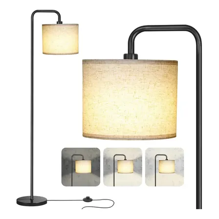 Luminária De Chão Quarto 3 Niveis Ajustável Abajur Leitura Abajur De Chão Luminária De Piso Moderna Design Elegante Cúpula Minimalista Metal Resistente Para Quarto Casal Sala Escritório Leitura Preto