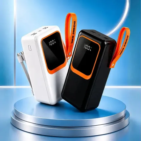 Carregador Portátil Power Bank 50.000mah Turbo Ultra Rápido Premium Universal Usb Cabo Display Digital 22.5w Compatível Com Todos Dispositivos Cor Sortido Preto Ou Branco
