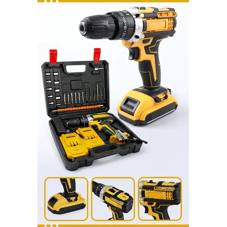 Furadeira Parafusadeira A Bateria Com 2 Baterias E Maleta De Acessórios Mackie Amarelo 127/220v