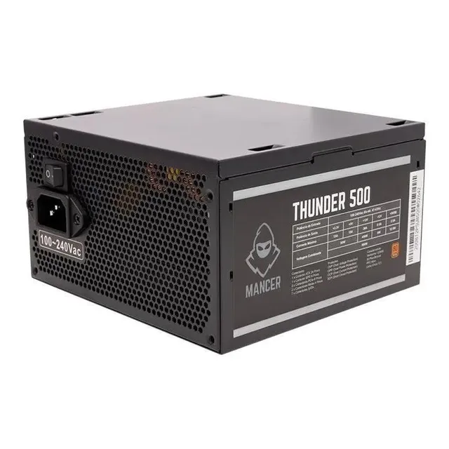 Fonte Mancer Thunder 500w Bronze 80 Plus, Mcr-thr500-bl01 Preto