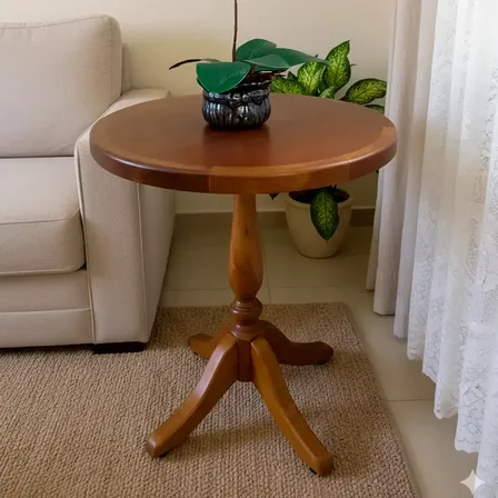 Mesa Lateral Vintage Pé Torneado Castanho