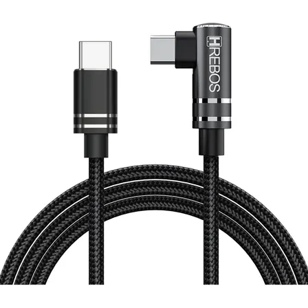 Cabo Tipo-c Para Tipo-c Em L 90° Gamer Turbo 1m Reforçado