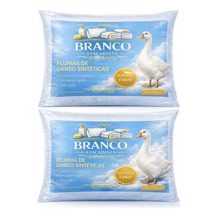 Kit 2 Travesseiros Pluma De Ganso Sintética Confortavél