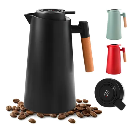 Garrafa Térmica 1 Litro Com Termômetro Led Para Chás / Café Preto