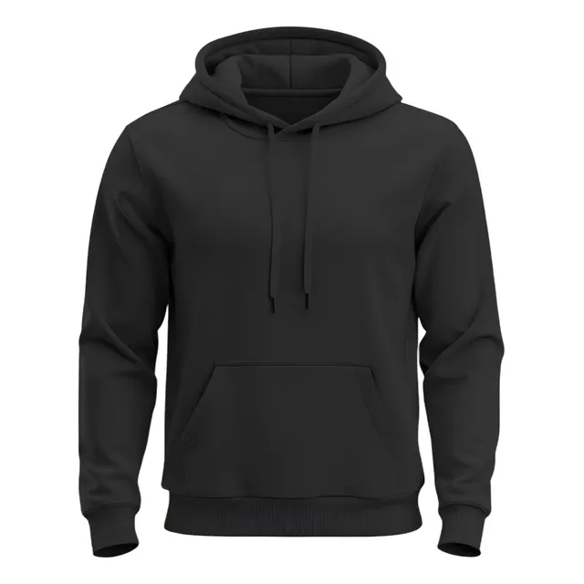 Moletom Liso Algodão Unissex Blusa De Frio Canguru Flanelado Gg Preto