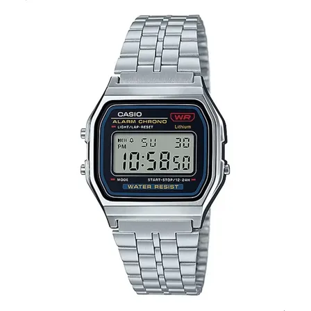 Relógio Casio Feminino Vintage Original Digital A159wa-n1df Prateado Preto