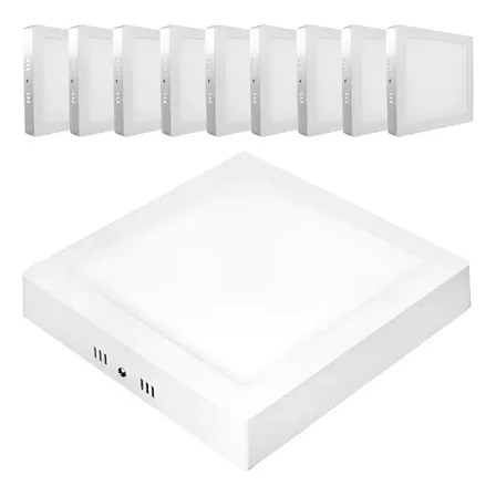 Kit 10 Plafon Sobrepor 25w Quadrado 6500k Branca Frio