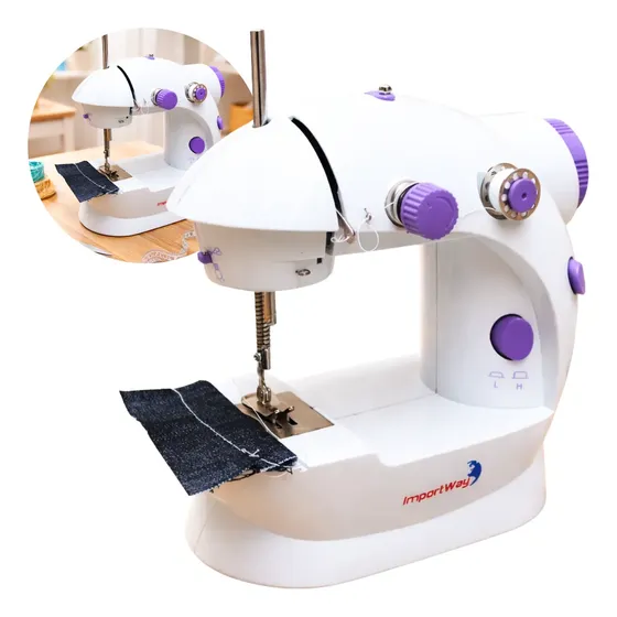 Mini Máquina Costura Portátil Com Pedal + Acessórios