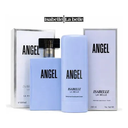 Lançamento Kit Hidratante Corporal Angel 200ml + Perfume Angel 100ml Marca Linha Isabelle Labelle Original Presente Perfeito Alta Fixação Parfum