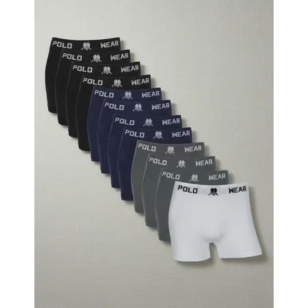 Kit 12 Cuecas Boxer Polo Wear Masculino Microfibra Sortida