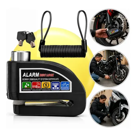 Cadeado Trava Disco Moto Bike Com Alarme Sirene Anti Furto