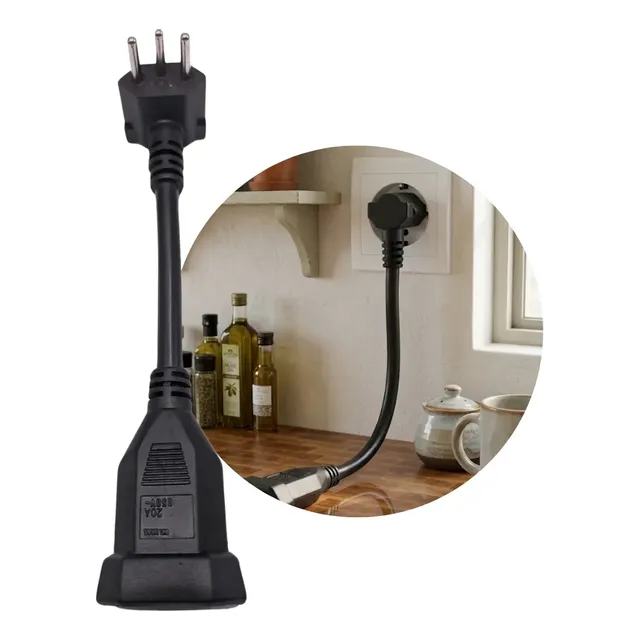 Adaptador De Tomada Fêmea 20a 3p Para Macho 10a 3p 90 Graus