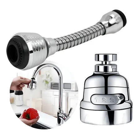 Extensor Bico Adaptador Para Torneira Com 3 Jatos Giratória Aço Inoxidável