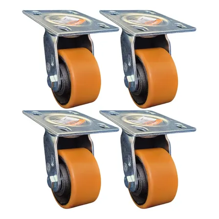 Rodízio Giratório 5x2 Pu Aro Aço 400kg Carga Pesada Kit 4 Un