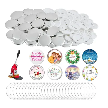 58mm Branco Pins E Bottons 100 Kits Para Máquina De Button
