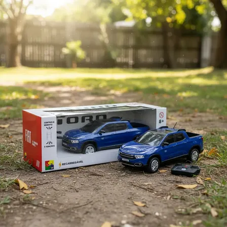 Carrinho Fiat Toro Controle Remoto Recarregável Azul