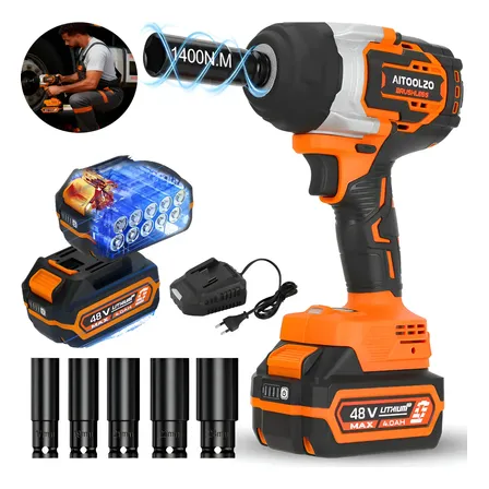 Chave De Impacto 48v Brushless 1400nm Com 2 Bateria Aitoolzo