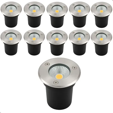 Kit 10 Balizador Embutido Solo Led 5w Ip67 Aço Inox 3000k