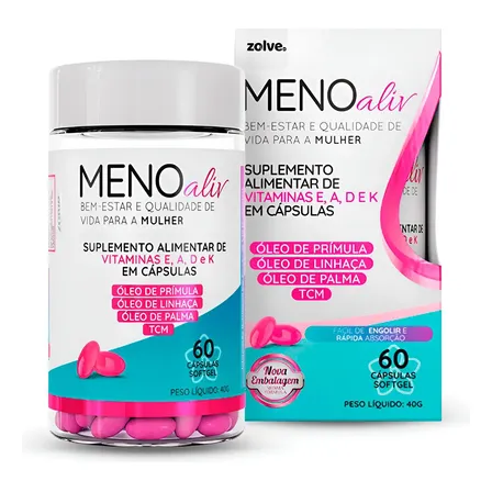 Meno Aliv Com Óleo De Prímula, Linhaça Tpm E Menopausa Zolve