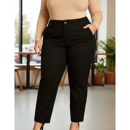 Calça Alfaiataria Plus Size Feminina Social Premium Cos Alto