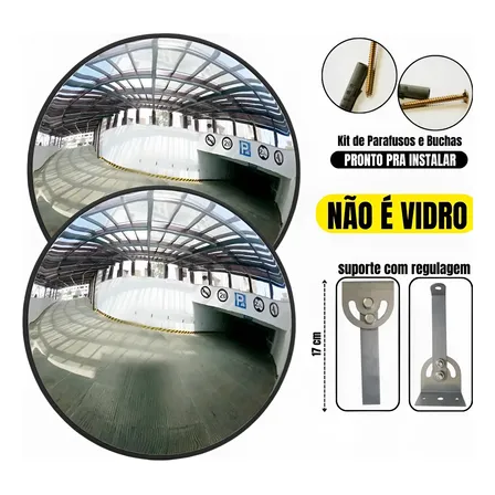 Espelho Convexo Garagem Segurança 60cm Condominio Kit 2 Unid