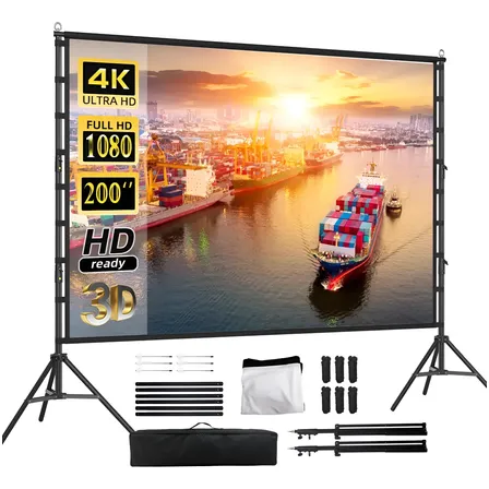 Tela De Projeção 200 Polegadas Portátil Hd 4k Com Tripe