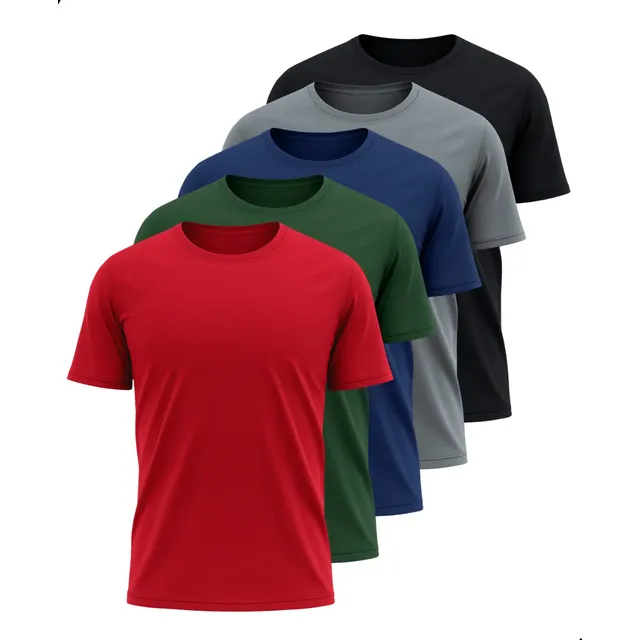 Kit 5 Camisetas Básicas Masculina Dry Fit Lisa Tradicional Variado 2 Gg