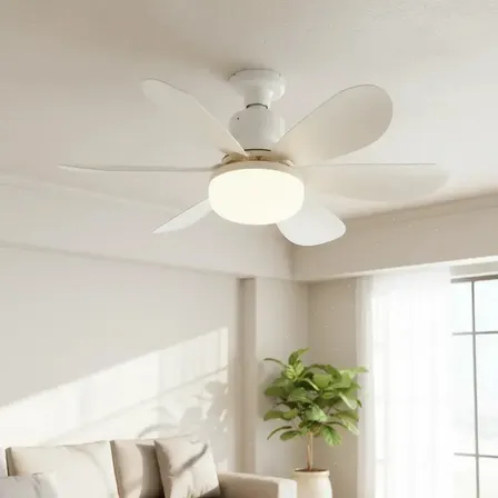 Lâmpada Ventilador De Teto Hélices Controle Remoto Luz Mudo