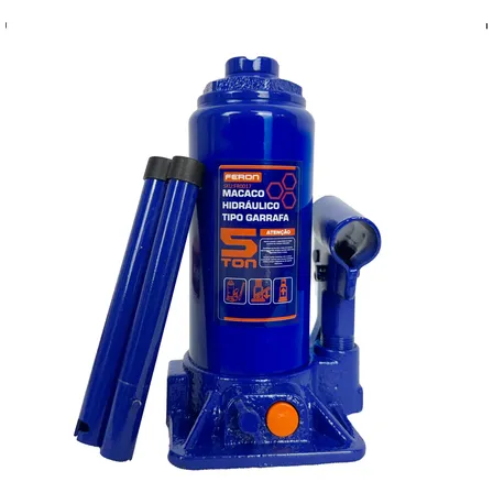 Mini Macaco Garrafa Hidráulico Feron 5 Toneladas Azul