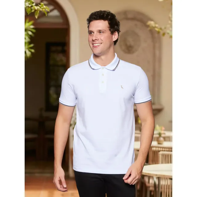 Polo Friso Duplo Rsv 26 Reserva Branco Lisa G
