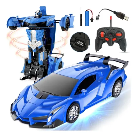 Carrinho Controle Remoto Robô Transformação Brinquedo Menino