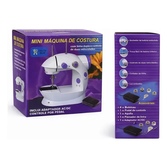 Mini Máquina De Costura Doméstica Portátil Compacta Bivolt