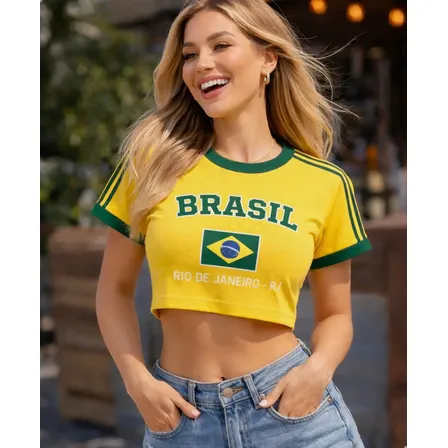 Blusa Do Brasil Virgínia Cropped Amarelo Rio De Janeiro