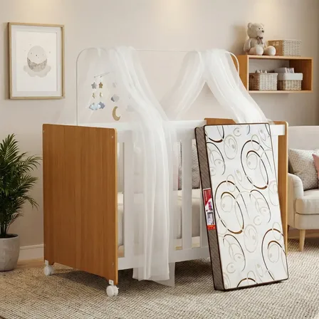 Berço Lojas Bela Bebê Vira Mini Cama 3regulagens Com Colchão