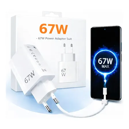Carregador Turbo 67w Usb-c Branco Compativel Xiaomi Samsung