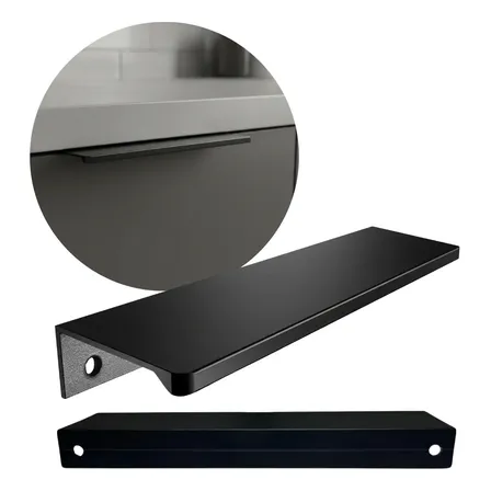 Kit 25 Perfil Puxador Slim Alumínio Para Móveis 14cm Preto