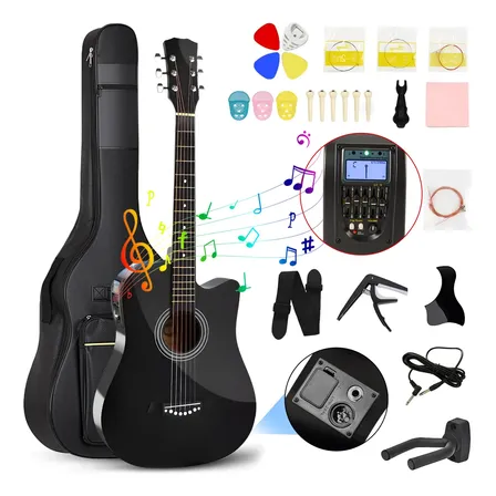 Kit 38in Violão Acústico Eletroacústica C/ Afinador+ Estojo