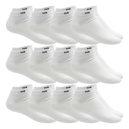 Kit 12 Pares De Meia Algodão Lisa Cano Curto Casual G 39/43