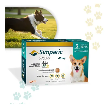Simparic 40mg Antipulgas 10 A 20kg Zoetis 3 Comprimidos