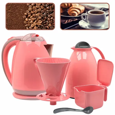 Kit Chaleira Elétrica Garrafa Térmica Filtro Açucareiro