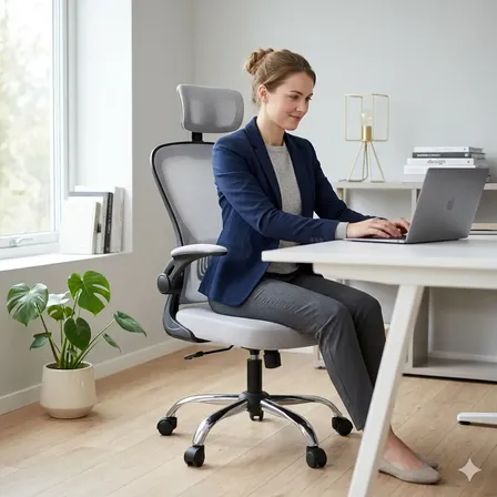 Cadeira De Escritório Ergonômica Tela Mesh Giratória