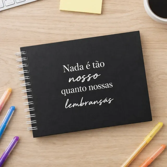 Álbum Scrapbook Namorados 15x21cm 25 Pág Capa Dura Preta
