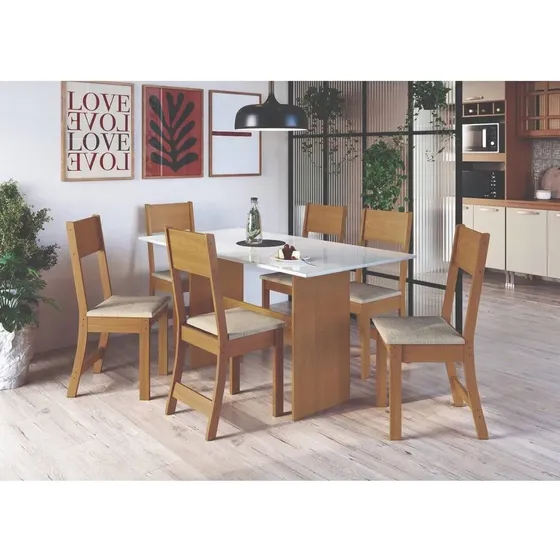 Conjunto De Mesa Retangular Com 4 Cadeiras Orquidea Indekes