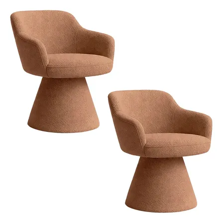 Kit 02 Cadeiras De Jantar Jade Fixa Bouclé Terracota - Nexta