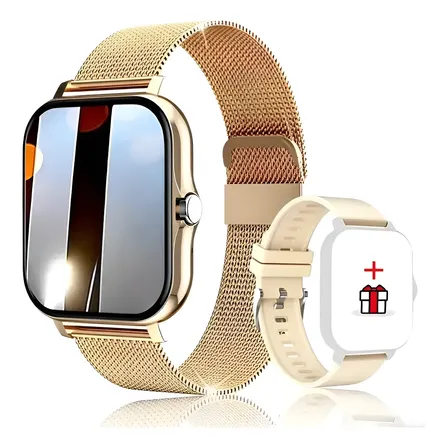 Relógio Inteligent Feminino 1.7 Bluetooth Smartwatch Dourado