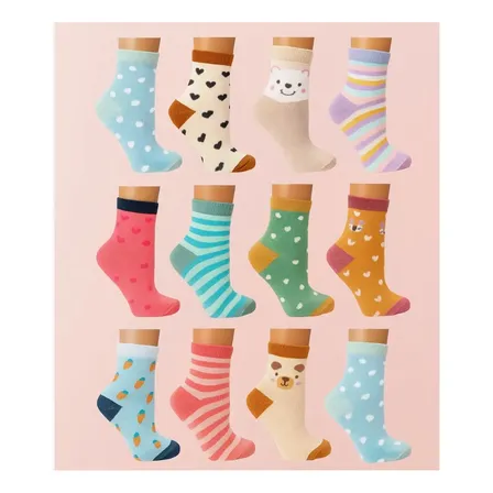Kit 12 Pares Meias Infantil Feminina Menina Criança Premium