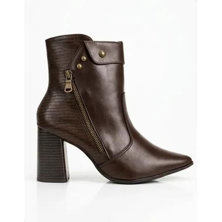 Bota Ramarim Feminina Salto Médio Zíper Bico Fino Original