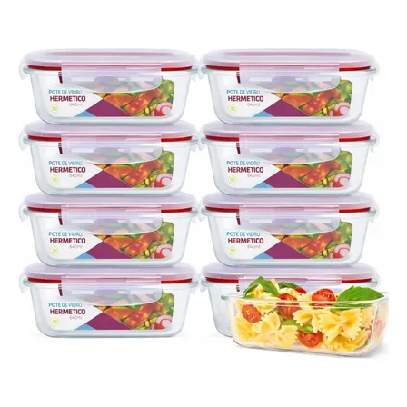 Kit 10 Pote Vidro Hermética Marmita 640ml Fitness