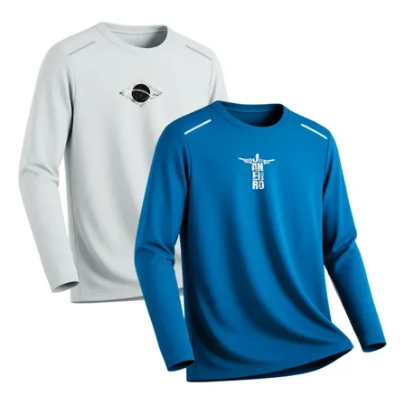 Kit 2 Camisetas Manga Longa Poliester Dry Masculina Academia