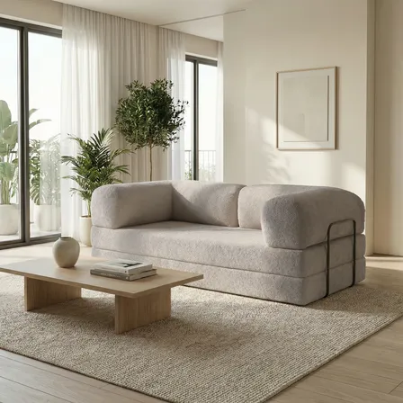 Sofá Cama Snoo 2 Lugares 1,80m Bouclé Design Moderno